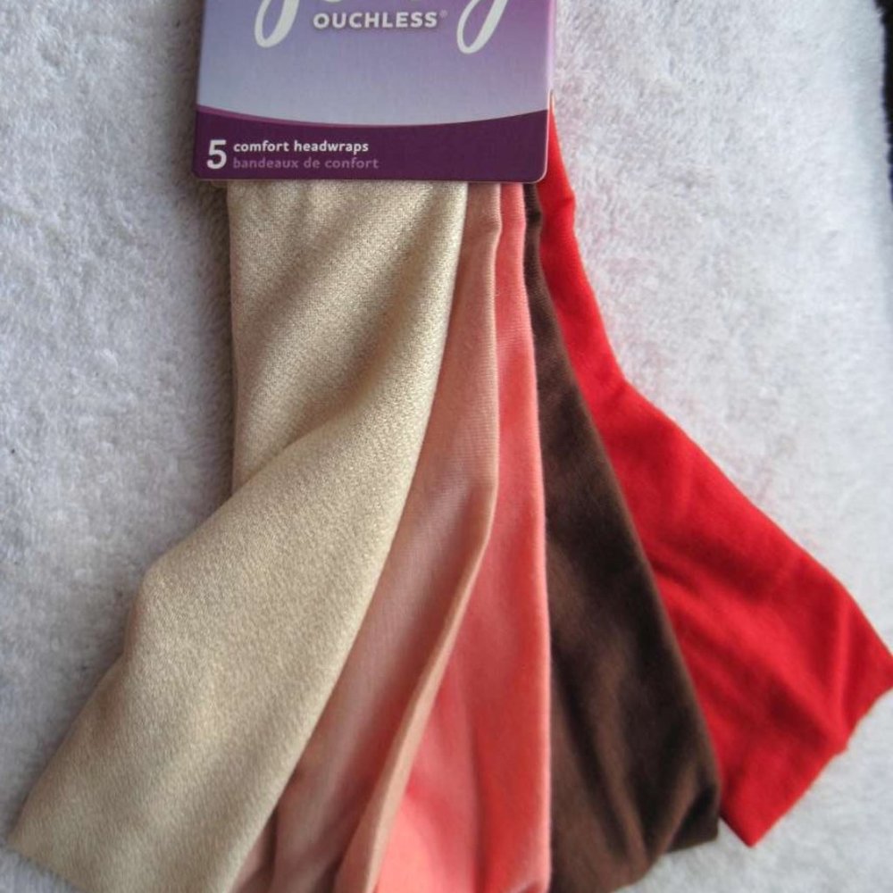 5 Goody Ouchless Comfort Cozy Headwraps Soft Wide Fabric Hair Head Bands Glitter